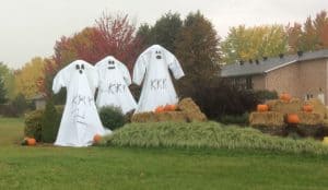 Ghosts transformed into representations of the Ku Klux Klan